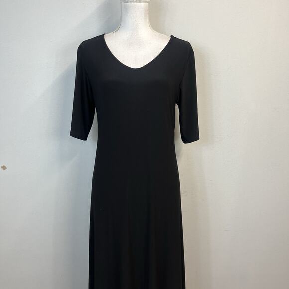 Attitudes by Renee Classic Black Dress sz Medium Pet Long Slinky Stretch Modest - Picture 2 of 10